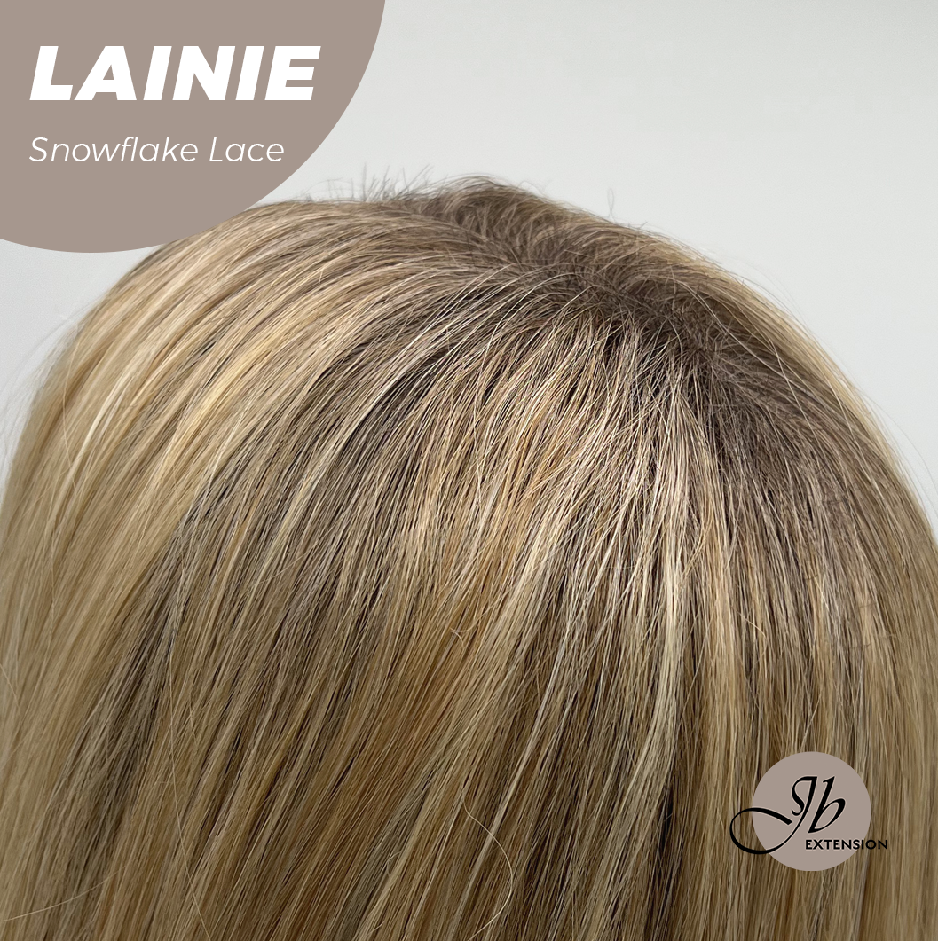 JBEXTENSION 16 Inches Blonde Pre-Cut Snowflake Lace Frontlace Glueless Wig LAINIE【PERMATEASE】【BENDY EAR TABS】