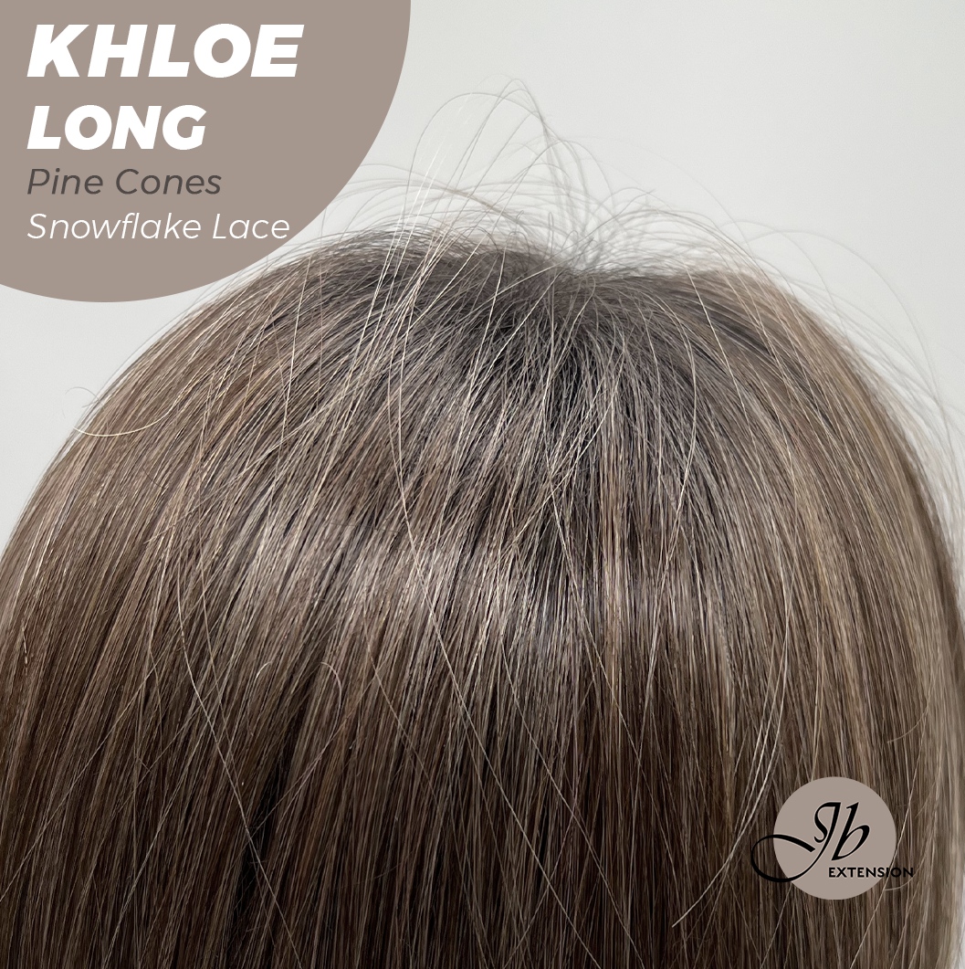 JBEXTENSION 18 Inches Pine Cones Pre-Cut Snowflake Lace Frontlace Glueless Wig KHLOE LONG PINE CONES【PERMATEASE】【BENDY EAR TABS】