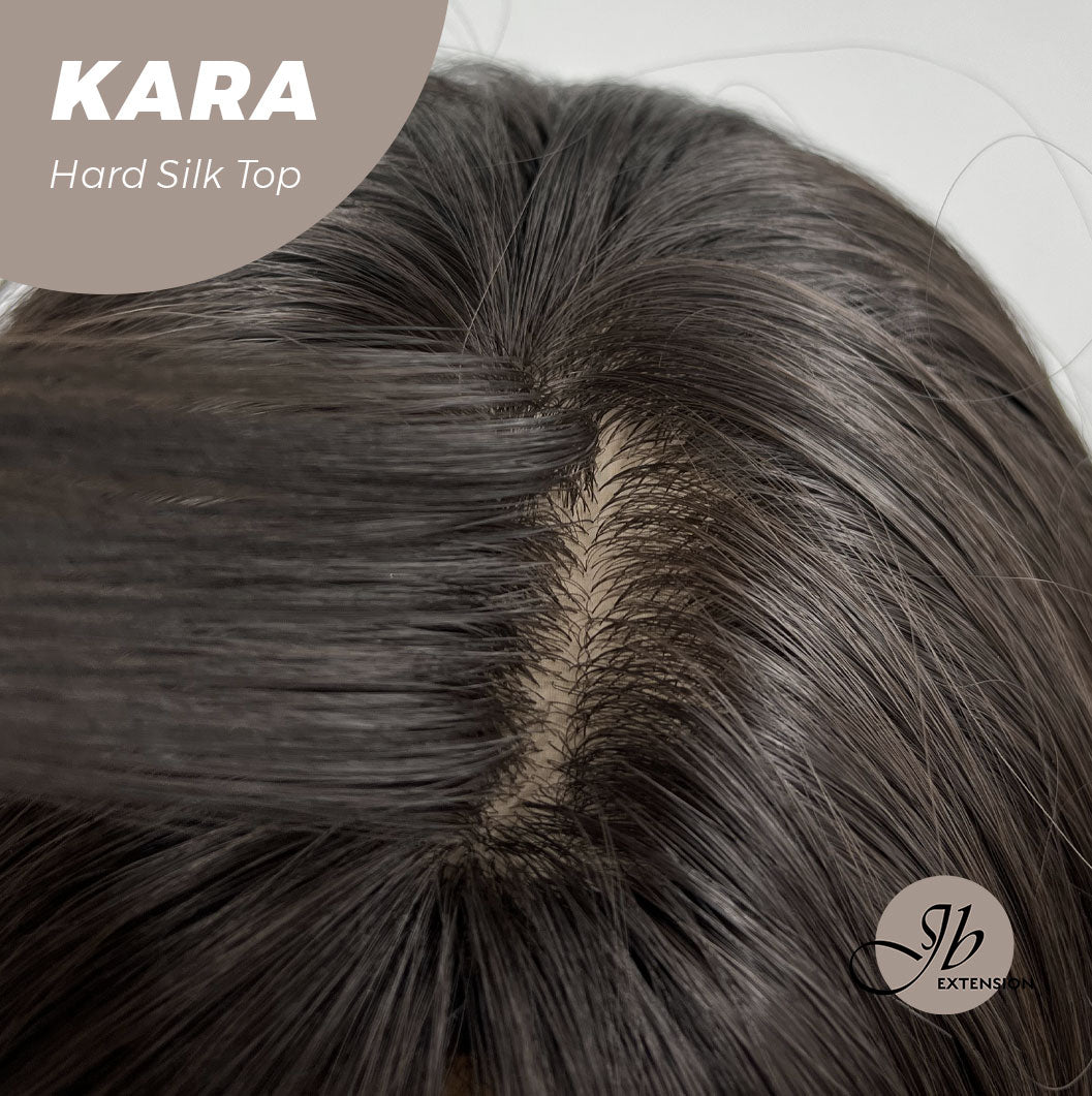 JBEXTENSION 26 Inches Scalpiana Tea Black Darkest Brown Curly 3.5X4 Hard Silky Top Natural Scalp Effect Wig KARA