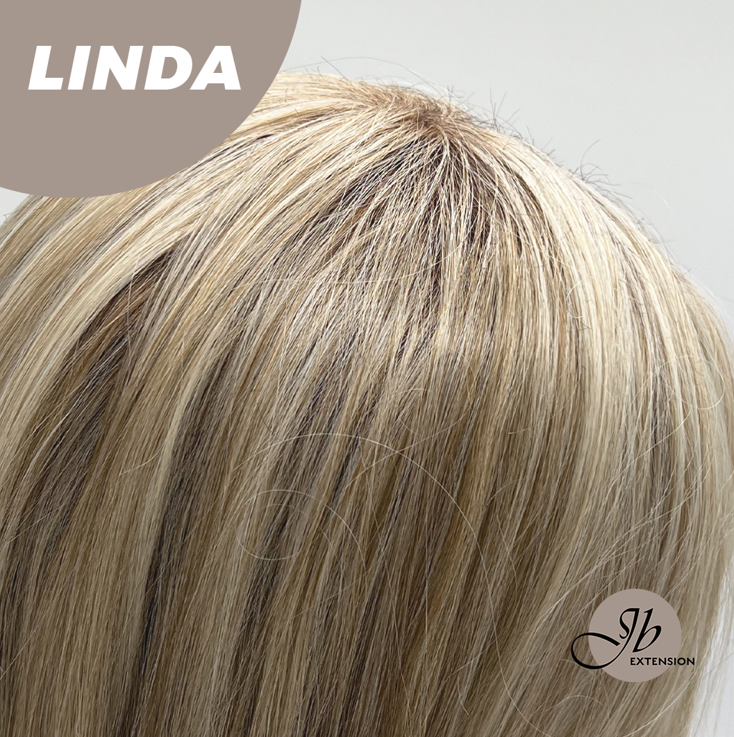JBEXTENSION 18 Inches Blonde Women Fashion Full Machine Wig LINDA【PLUS PERMATEASE】【BENDY EAR TABS】