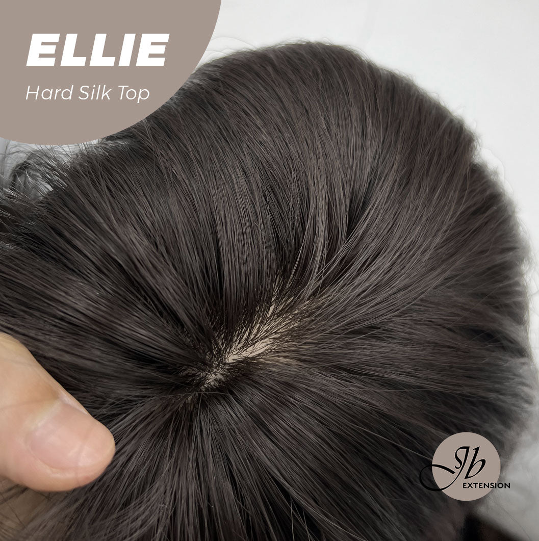 HOT OF SEASON - JBEXTENSION 26 Inches Scalpiana Tea Black Darkest Brown Wolf Cut 3.5X4 Hard Silky Top Natural Scalp Effect Wig With Bangs ELLIE SILK TOP