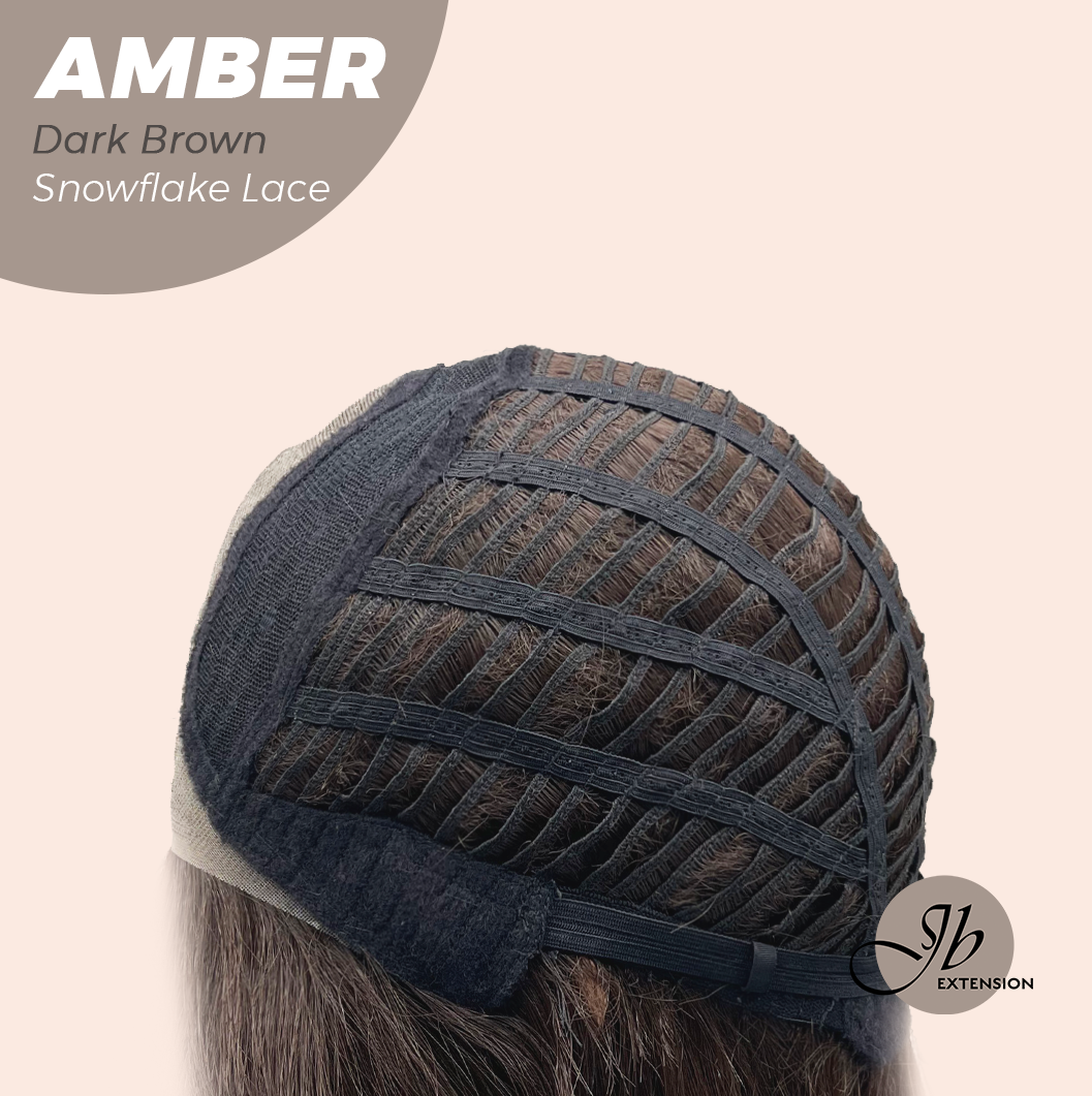 [PRE-ORDER] JBEXTENSION 21 Inches Straight Dark Brown Pre-Cut T Part Snowflake Lace Frontlace Glueless Wig AMBER DARK BROWN【BENDY EAR TABS】