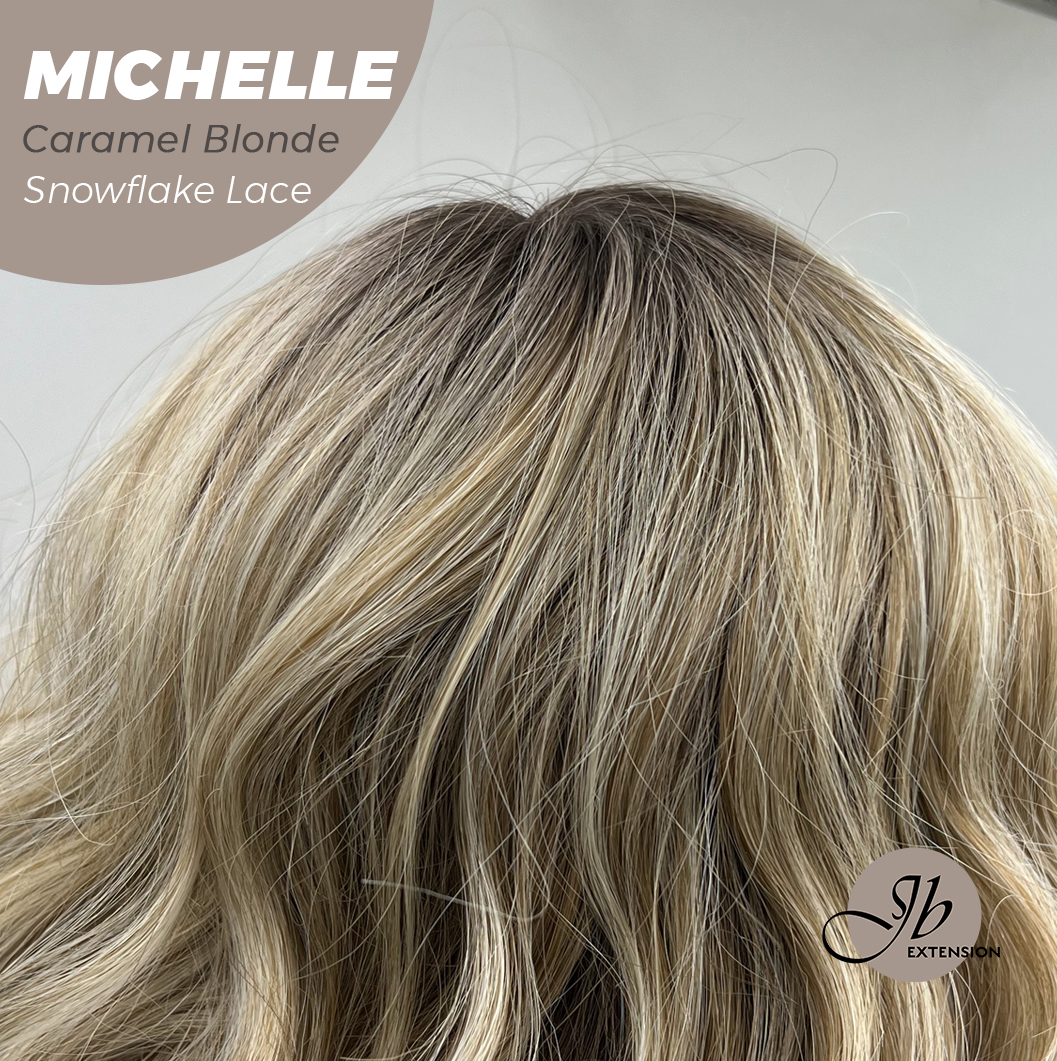 [PRE-ORDER] JBEXTENSION 10 Inches Caramel Blonde Pre-Cut Side Part Snowflake Lace Frontlace Glueless Wig MICHELLE CARAMEL BLONDE【BENDY EAR TABS】- S/M