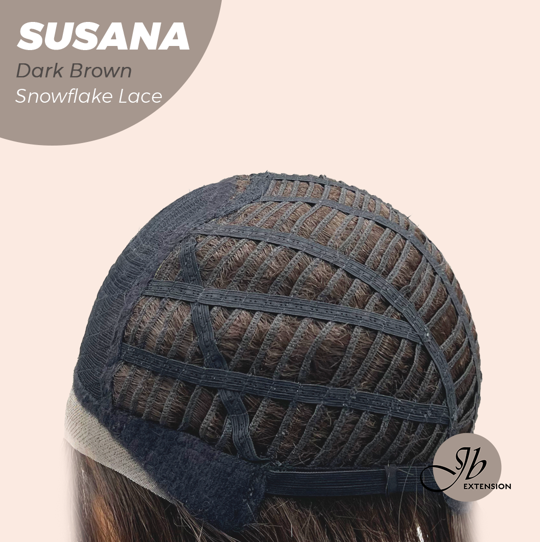 JBEXTENSION 9 Inches Dark Brown Pre-Cut Side Part Snowflake Lace Frontlace Glueless Wig SUSANA DARK BROWN【BENDY EAR TABS】