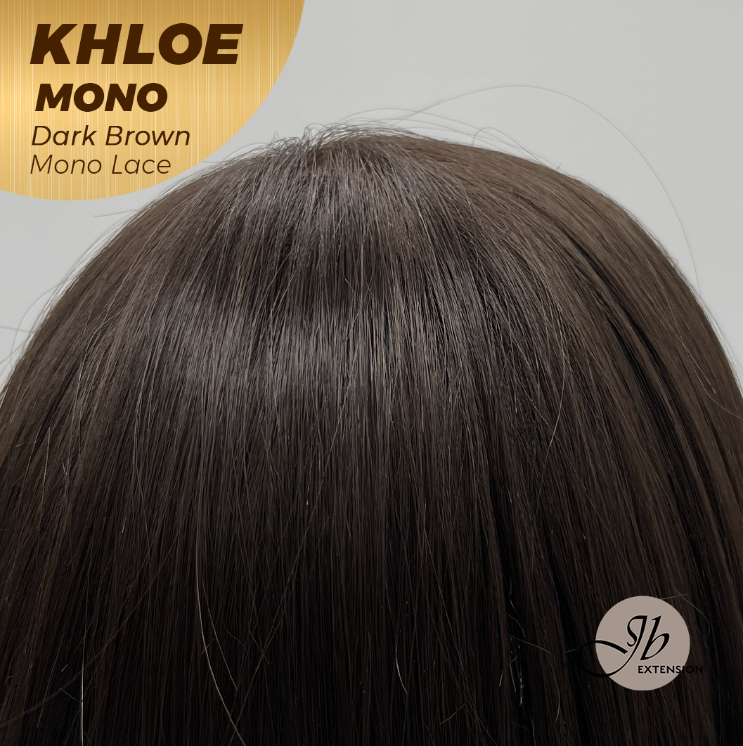 JBEXTENSION KHLOE MONO DARK BROWN Monofilament Handmade Wig 6X5 Full Monofilament Hand Tied Top Wig 12 Inches Bob Cut Dark Brown Mono Lace Handmade Futura Fiber Wig With Anti-slip Silicone Strips Glueless Wig KHLOE MONO DARK BROWN【BENDY EAR TABS】