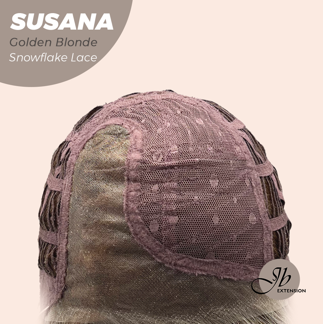 JBEXTENSION 9 Inches Golden Blonde Pre-Cut Side Part Snowflake Lace Frontlace Glueless Wig SUSANA GOLDEN BLONDE【BENDY EAR TABS】