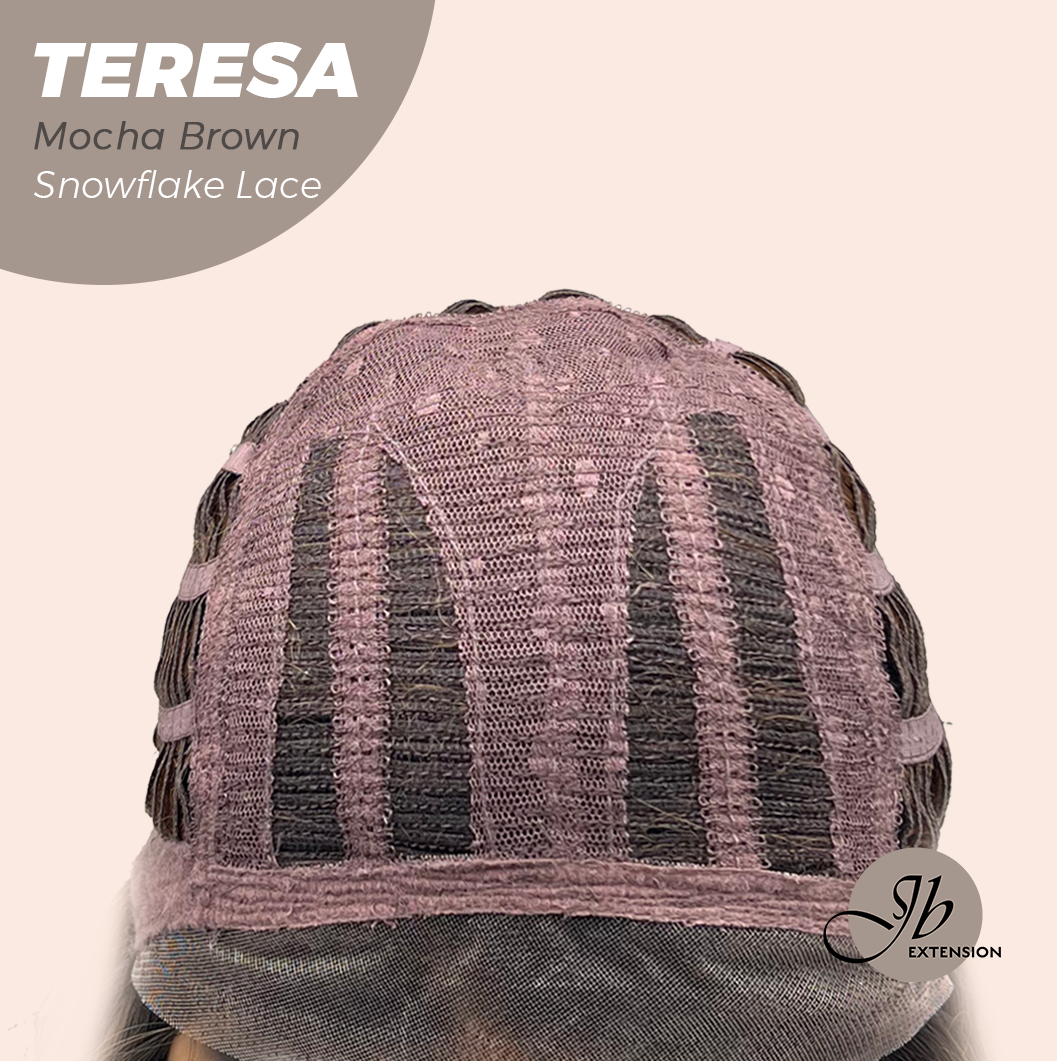 JBEXTENSION 18 Inches Mocha Brown Pre-Cut Snowflake Lace Frontlace Glueless Wig TERESA MOCHA BROWN【PERMATEASE】【BENDY EAR TABS】- M/L