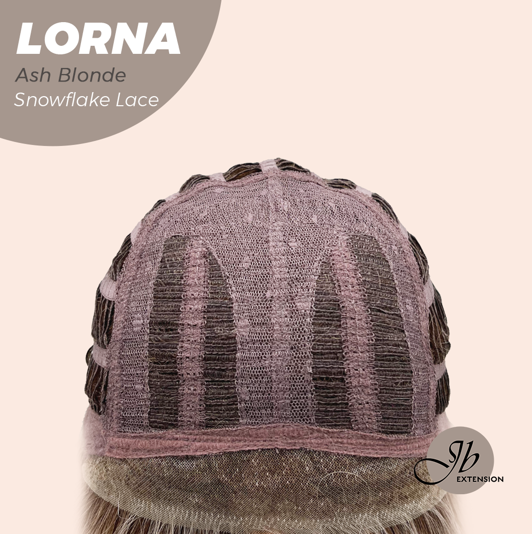 JBEXTENSION 18 Inches Ash Blonde Curly Pre-Cut Snowflake Lace Frontlace Glueless Wig LORNA SNOWFLAKE ASH BLONDE【PERMATEASE】【BENDY EAR TABS】