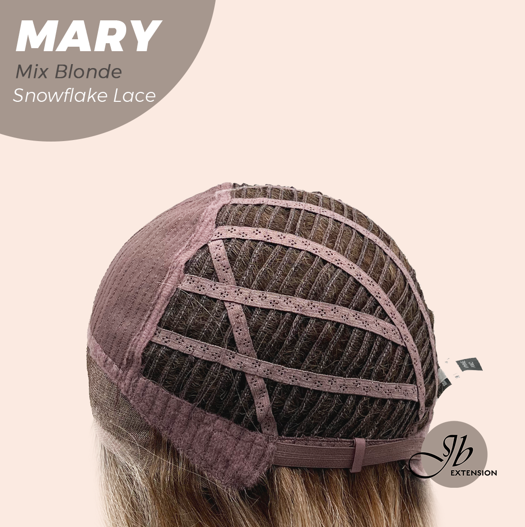 JBEXTENSION 14 Inches Mix Blonde Pre-Cut Side Part Snowflake Lace Frontlace Glueless Wig MARY MIX BLONDE【BENDY EAR TABS】