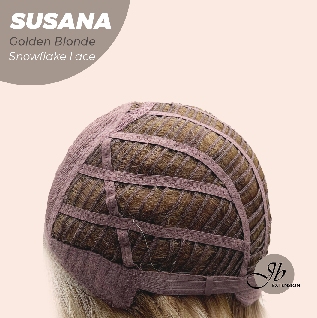JBEXTENSION 9 Inches Golden Blonde Pre-Cut Side Part Snowflake Lace Frontlace Glueless Wig SUSANA GOLDEN BLONDE【BENDY EAR TABS】