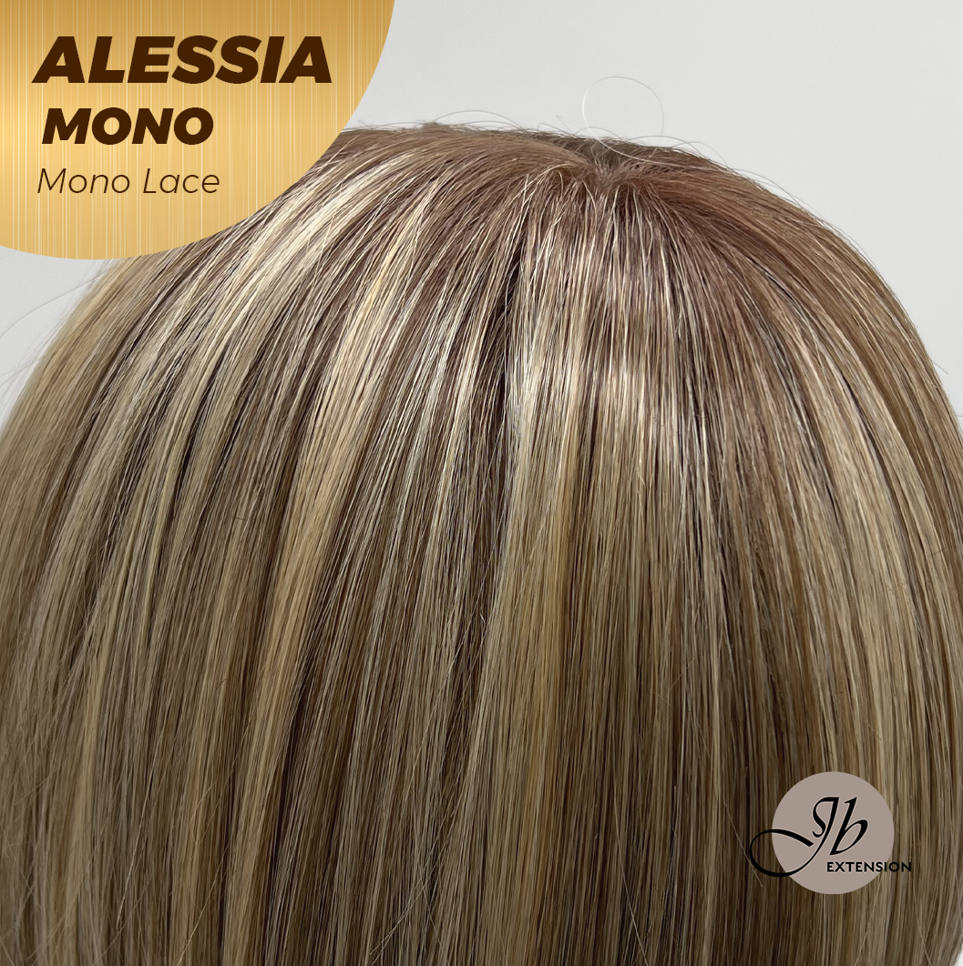 [PRE-ORDER] JBEXTENSION ALESSIA MONO Monofilament Handmade Wig 6X5 Full Monofilament Hand Tied Top Wig 10 Inches Bob Cut Mix Blonde Mono Lace Wig Glueless Wig ALESSIA MONO【BENDY EAR TABS】