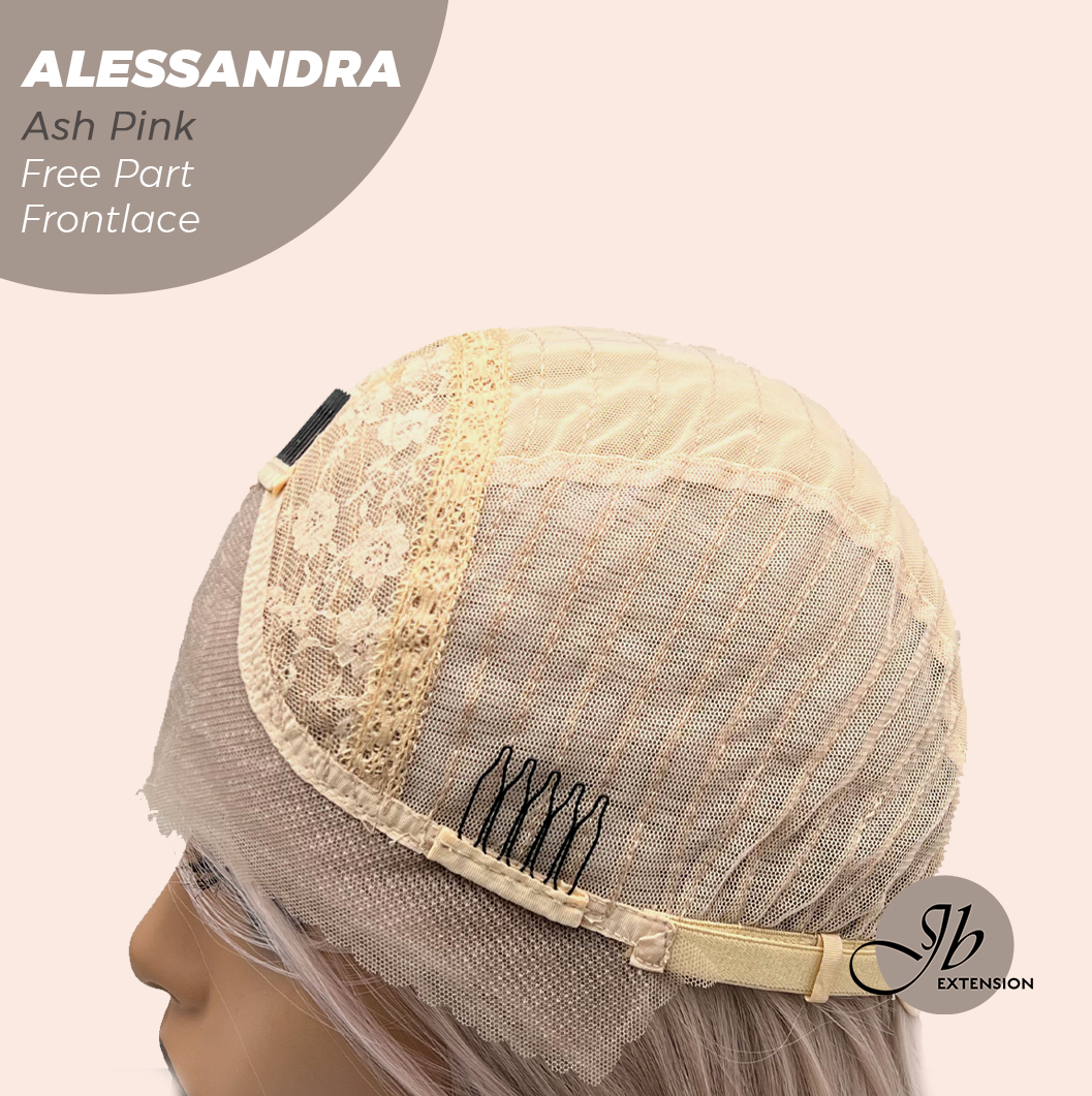 JBEXTENSION 20 Inches Ash Pink Curly Fiber X, Tangle Less Pre-Cut Free Part Frontlae Glueless Wig ALESSANDRA ASH PINK