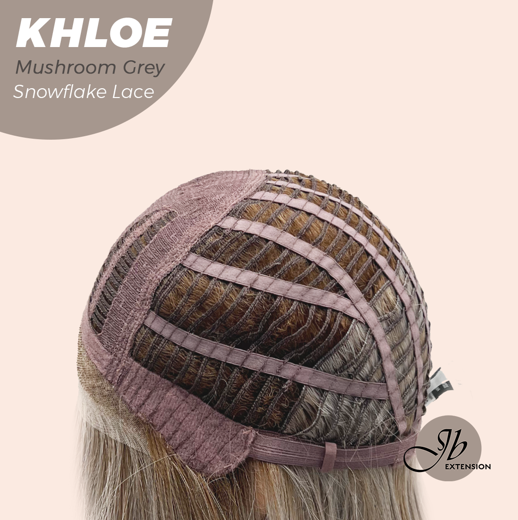 JBEXTENSION 12 Inches Bob Cut Mushroom Grey Pre-Cut Snowflake Lace Frontlace Glueless Wig KHLOE MUSHROOM GREY【PERMATEASE】【BENDY EAR TABS】