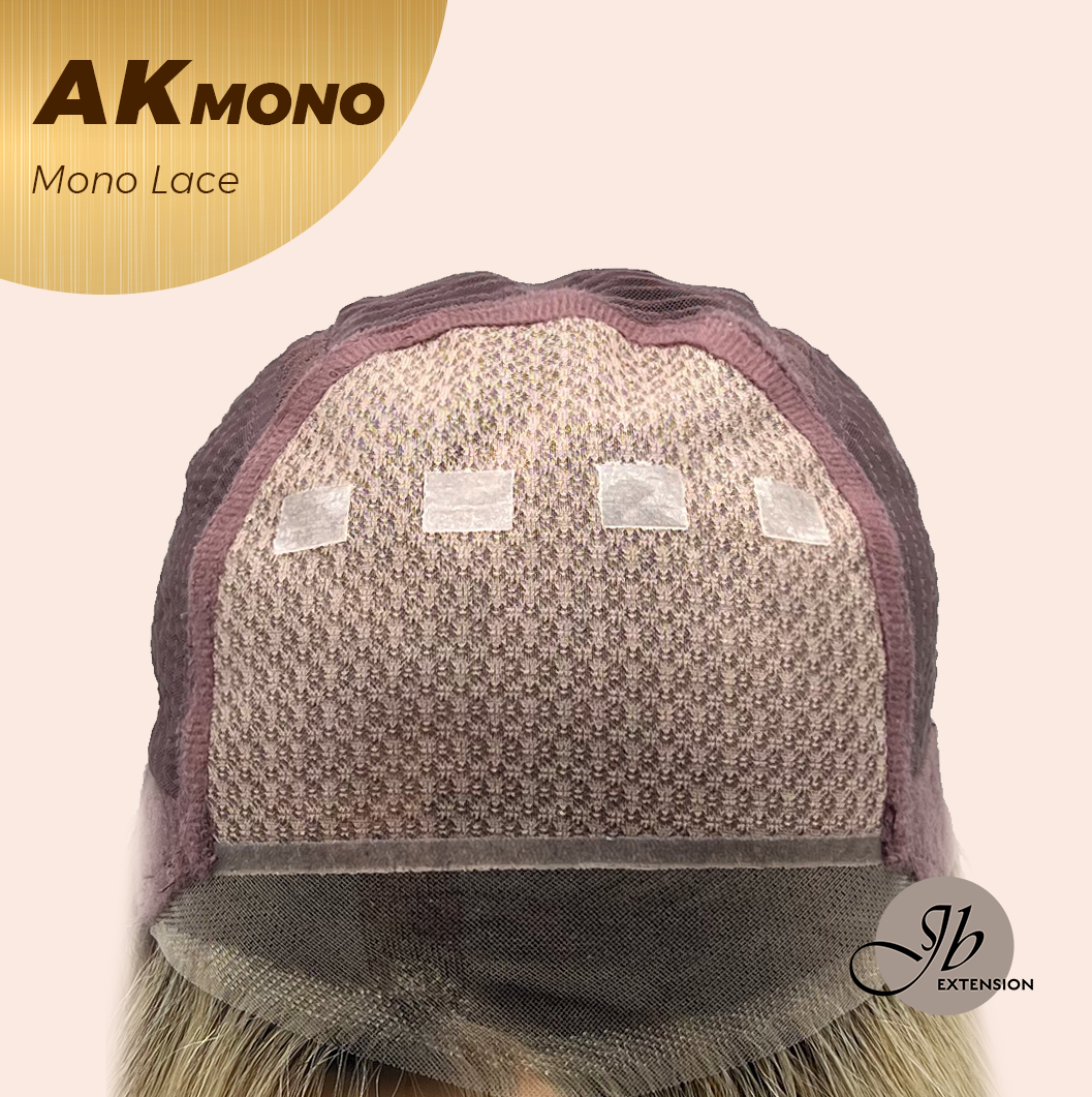 JBEXTENSION AK MONO Monofilament Handmade Wig 6X5 Full Monofilament Hand Tied Top Wig 13 Inches Blonde Mono Lace Wig With Anti-slip Silicone Strips Glueless Wig AK MONO【BENDY EAR TABS】