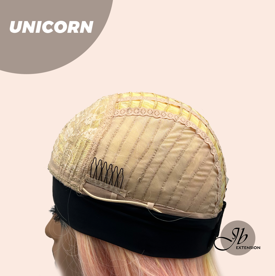 JBEXTENSION 26 Inches Curly Rainbow Color with Tinsel Halloween Style Headband Wig UNICORN