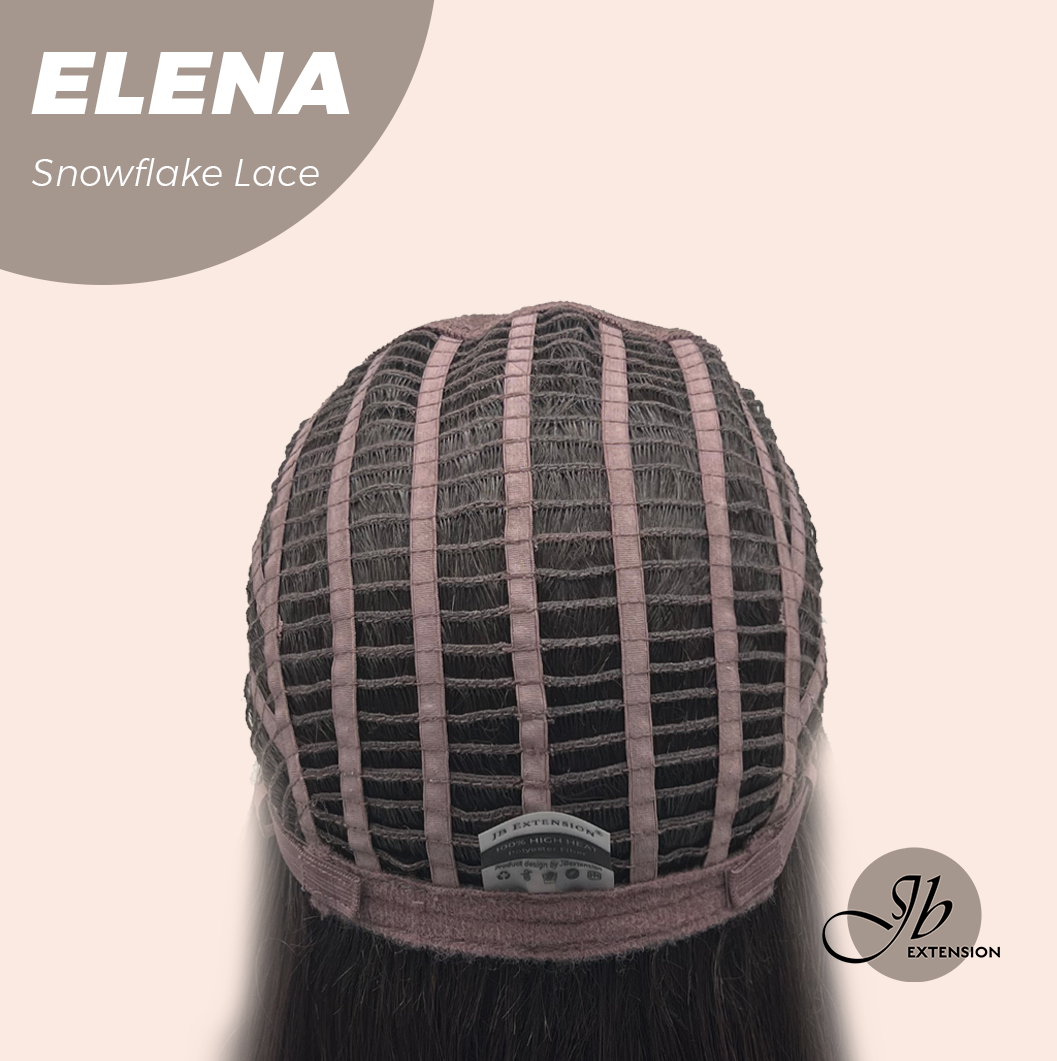 JBEXTENSION 18 Inches Natural Black Pre-Cut Snowflake Lace Frontlace Glueless Wig ELENA【PERMATEASE】【BENDY EAR TABS】