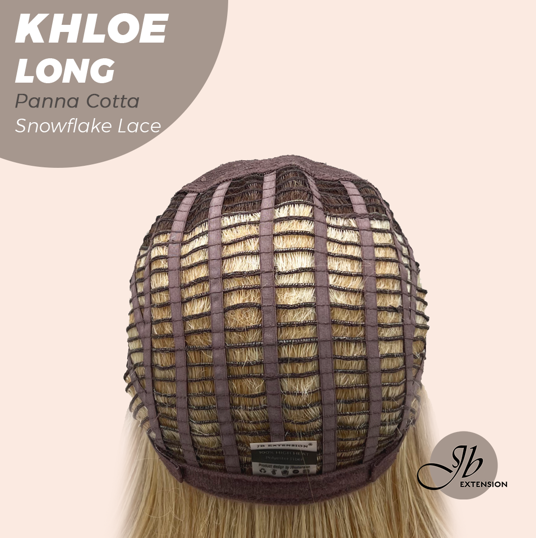 JBEXTENSION 18 Inches Panna Cotta Pre-Cut Snowflake Lace Frontlace Glueless Wig KHLOE LONG PANNA COTTA【PERMATEASE】【BENDY EAR TABS】