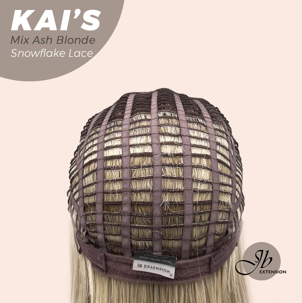 [PRE-ORDER] JBEXTENSION 18 Inches Mix Ash Blonde Pre-Cut Snowflake Lace Frontlace Glueless Wig KAI'S MIX ASH BLONDE【PERMATEASE】【BENDY EAR TABS】