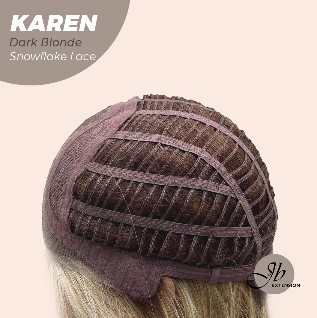 JBEXTENSION 18 Inches Dark Blonde Pre-Cut T Part Snowflake Lace Frontlace Glueless Wig KAREN DARK BLONDE【BENDY EAR TABS】