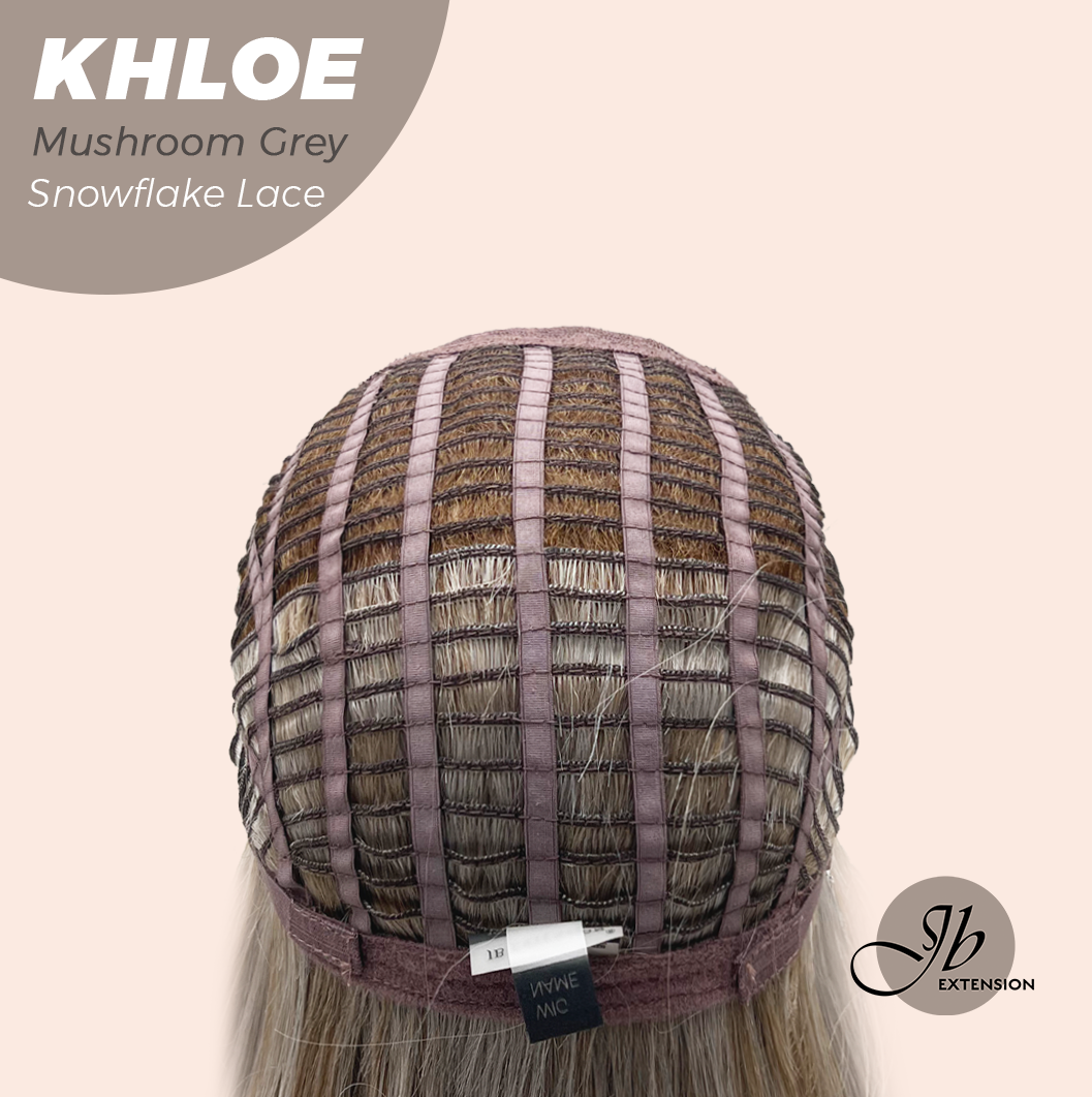 JBEXTENSION 12 Inches Bob Cut Mushroom Grey Pre-Cut Snowflake Lace Frontlace Glueless Wig KHLOE MUSHROOM GREY【PERMATEASE】【BENDY EAR TABS】