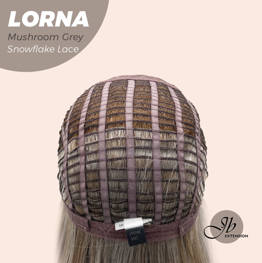JBEXTENSION 18 Inches Mushroom Grey Curly Pre-Cut Snowflake Lace Frontlace Glueless Wig LORNA MUSHROOM GREY【PERMATEASE】【BENDY EAR TABS】
