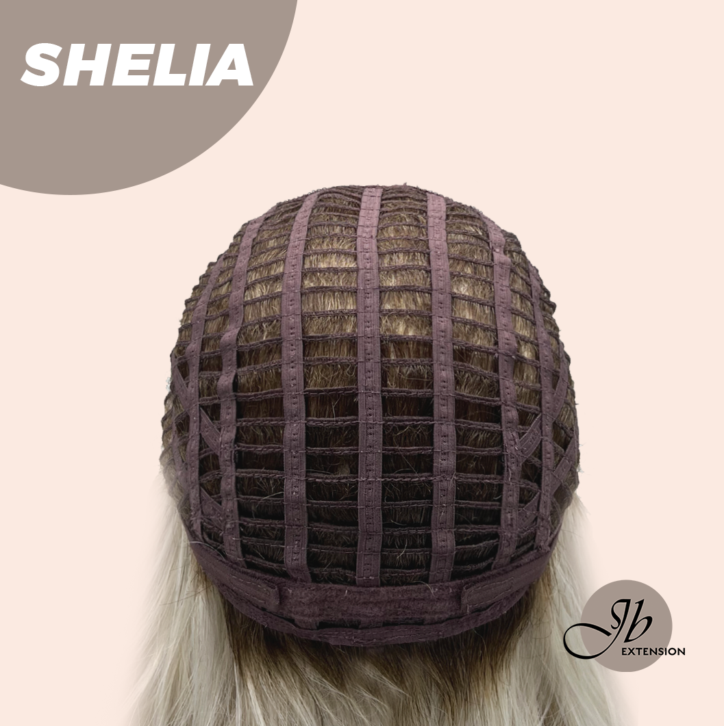 JBEXTENSION 18 Inches Wave White Blonde Women Fashion Full Machine Wig SHELIA【PLUS PERMATEASE】【BENDY EAR TABS】