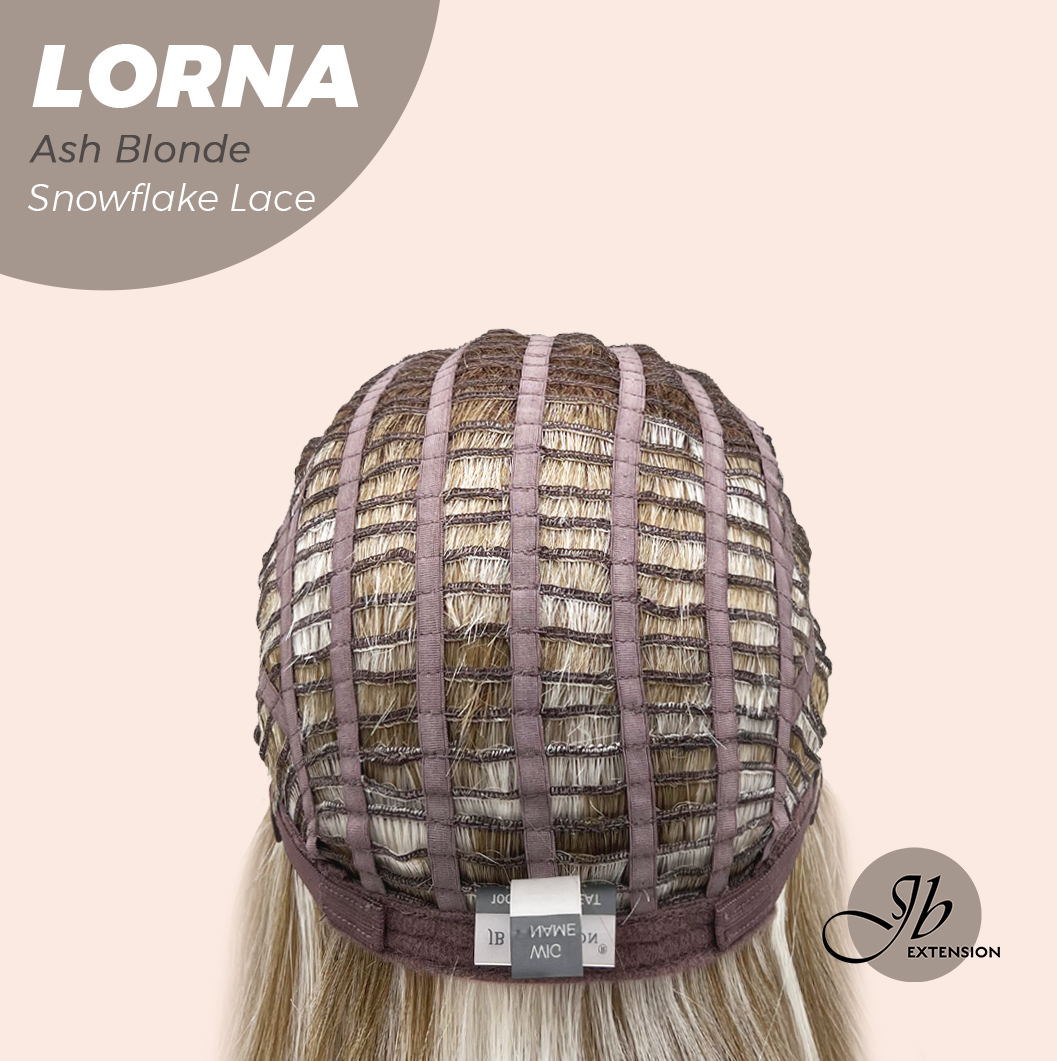 JBEXTENSION 18 Inches Ash Blonde Curly Pre-Cut Snowflake Lace Frontlace Glueless Wig LORNA SNOWFLAKE ASH BLONDE【PERMATEASE】【BENDY EAR TABS】