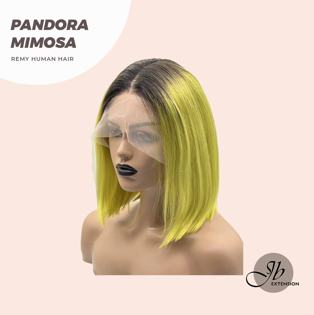 JBEXTENSION 12 Inches Bob Cut Frontlace Real Huaman Hair Crazy Color Wig PANDORA-MIMOSA