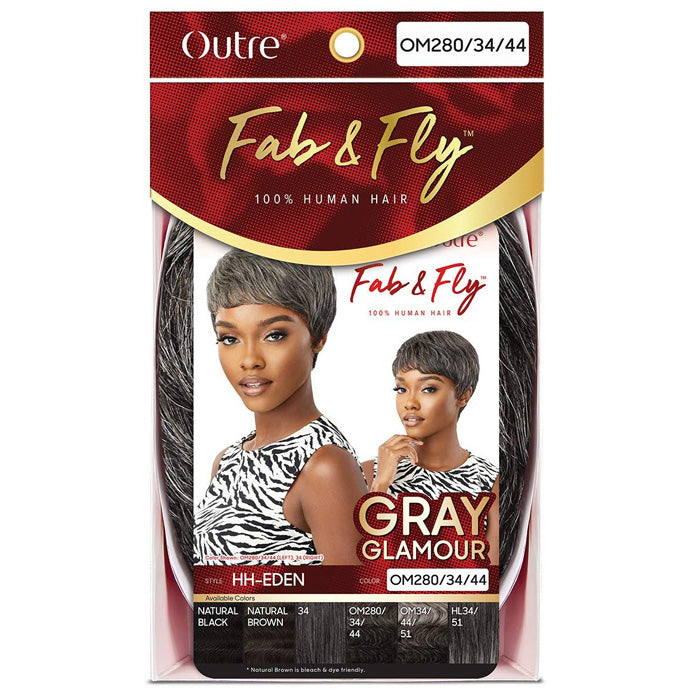 Outre 100% Human Hair Fab & Fly Gray Glamour Full Cap Wig - HH-EDEN