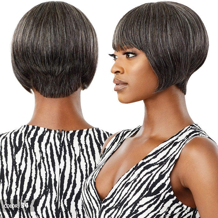 Outre 100% Human Hair Fab & Fly Gray Glamour Full Cap Wig HARRIET