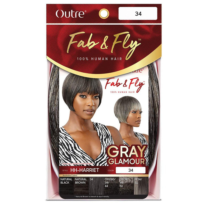 Outre 100% Human Hair Fab & Fly Gray Glamour Full Cap Wig HARRIET