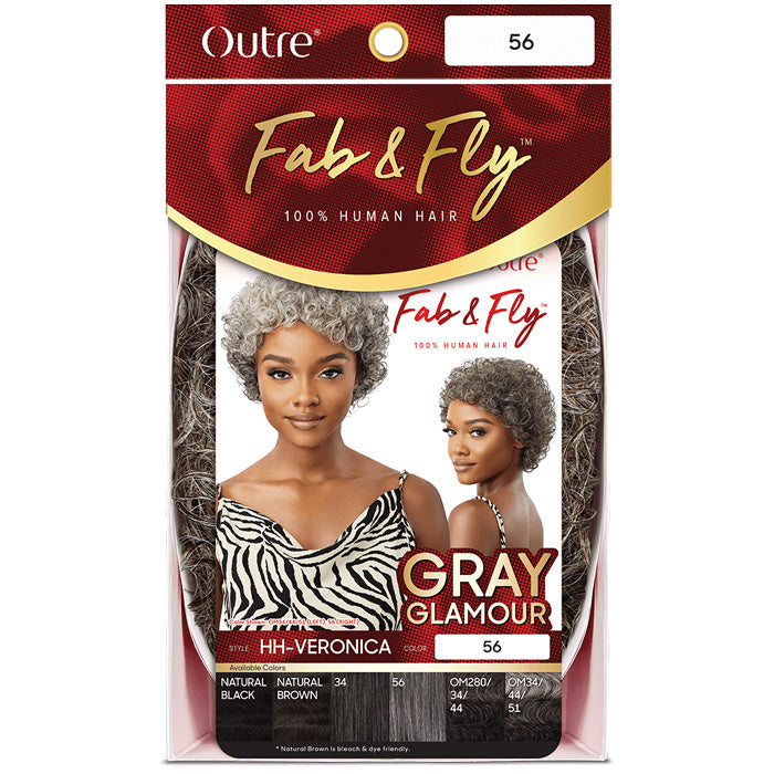 Outre 100% Human Hair Fab & Fly Gray Glamour Full Cap Wig VERONICA