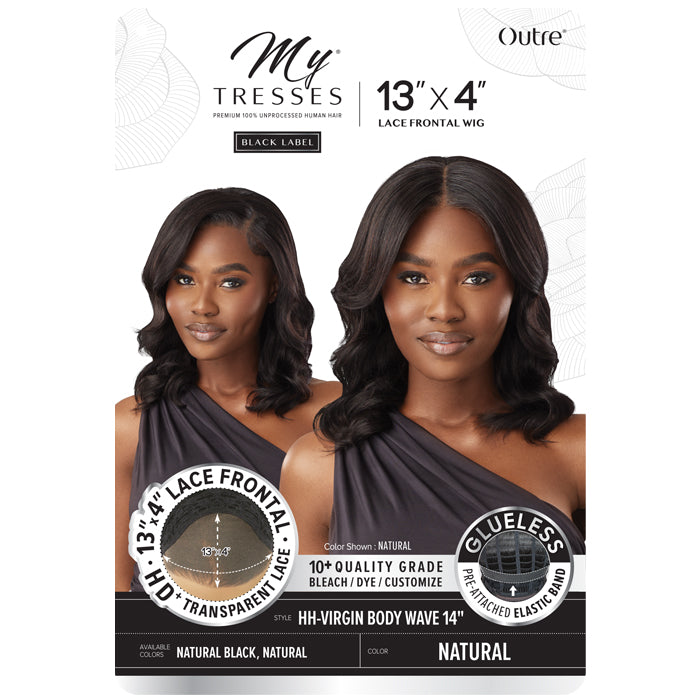 Outre My Tresses Black Label Glueless 100% Unprocessed Human Hair 13x4 HD Lace Front Wig - HH-VIRGIN BODY WAVE 14"