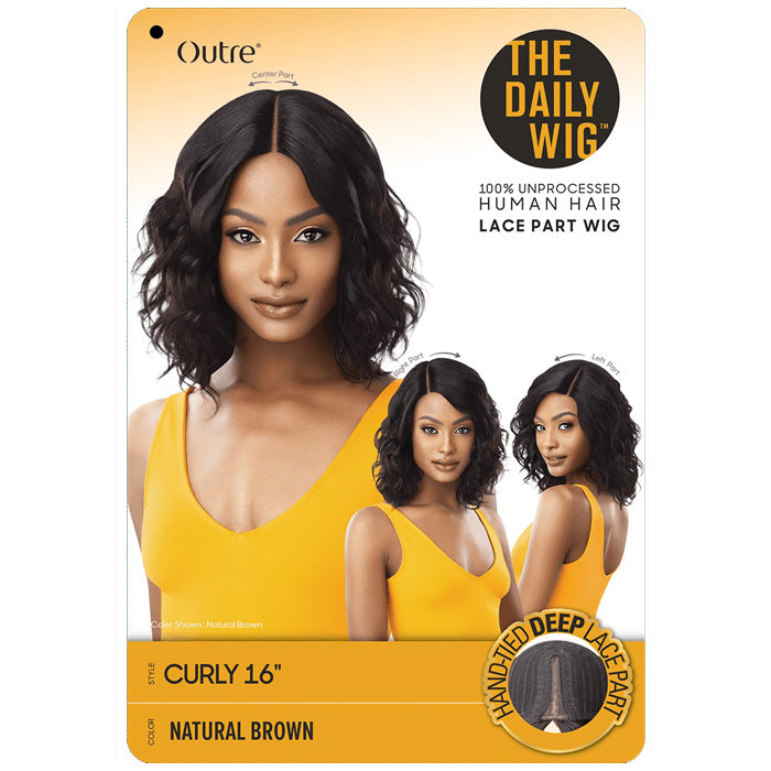 Outre 100% Unprocessed Human Hair Lace Part Daily Wig - CURLY 16-20"