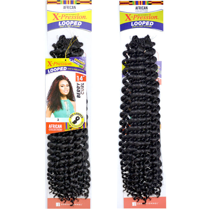 Sensationnel African Collection X-Pression Pre-Looped Crochet Braid BERRY CURL 14 Inch
