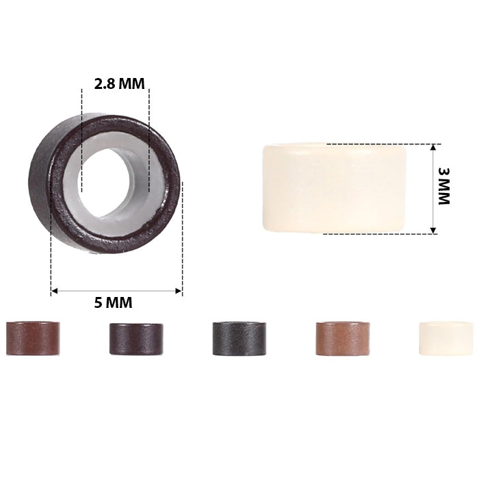 Lord and Cliff Micro Link Lock Beads Extension Rings - SILICON SHELL 100 Pcs (5/2.8/3 mm)