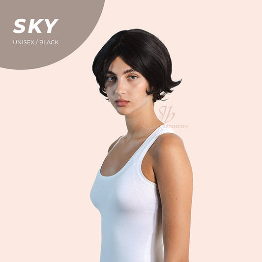 JBEXTENSION 8 Inches Black Curly Unisex Wig Man Wig SKY UNISEX BLACK