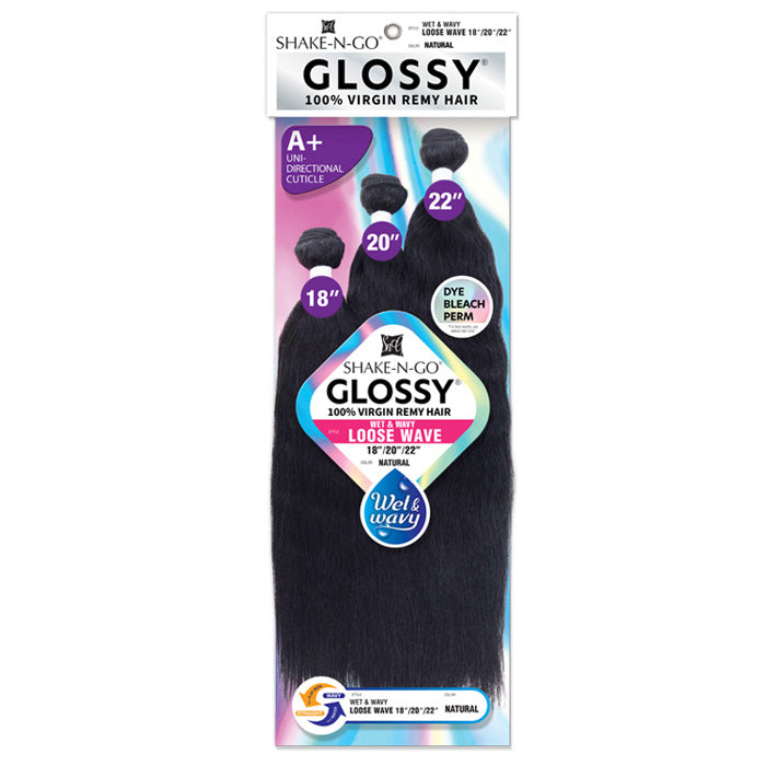 Shake N Go Glossy 100% Virgin Remy Hair Wet & Wavy Weave - LOOSE WAVE - Multi