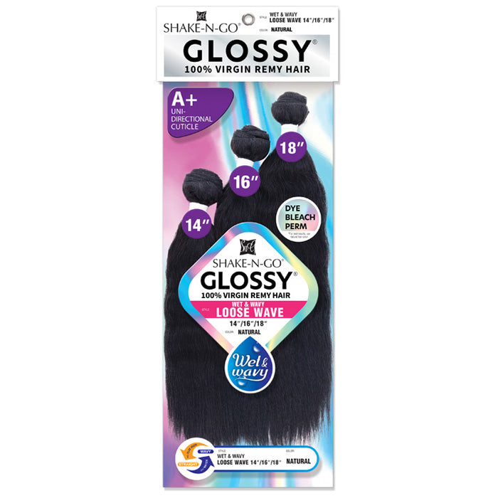 Shake N Go Glossy 100% Virgin Remy Hair Wet & Wavy Weave - LOOSE WAVE - Multi