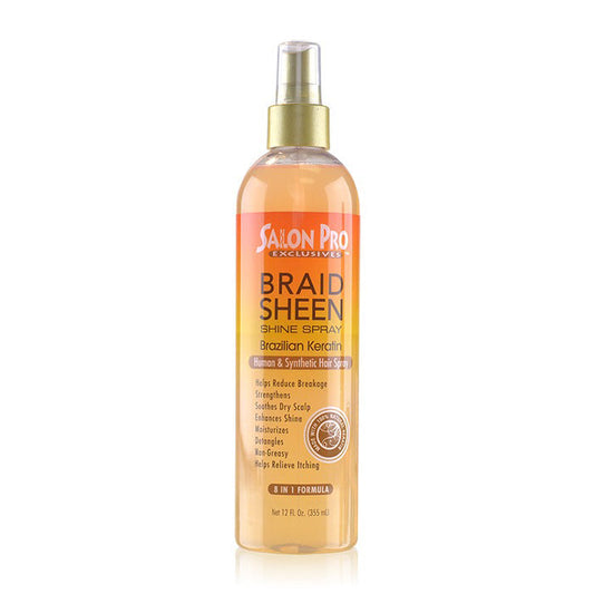 Salon Pro Exclusives Braid Sheen Shine Spray - BRAZILIAN KERATIN OIL 12 oz