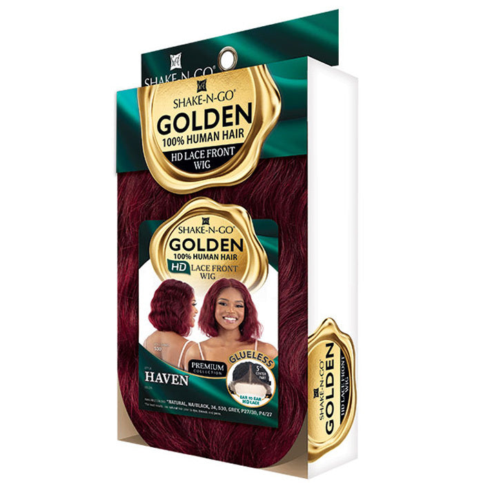 Shake N Go Golden 100% Human Hair Glueless 5" Deep HD Lace Front Wig - HAVEN