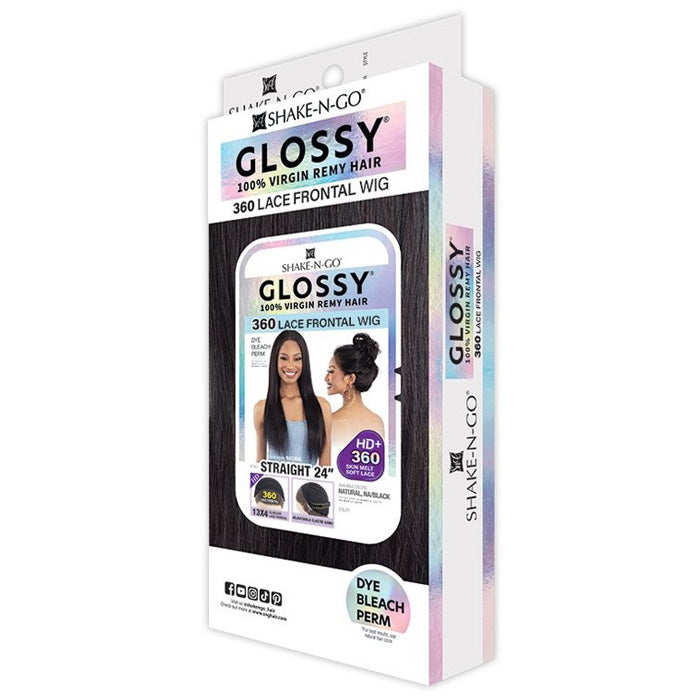 Shake N Go Glossy Glueless 360 HD 13x4 Lace Front Wig - STRAIGHT 24" - 100% Virgin Remy Hair