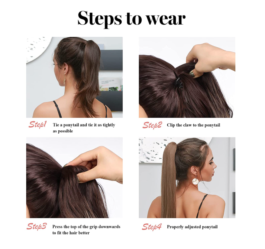 JBEXTENSION 28 Inch Clip Claw in Ponytail Extension No Wrap Around Long Wavy Curly Pony Tail Hair Fluffy Synthetic Hairpiece for Women