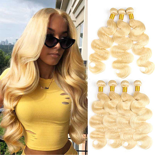 613 Blonde Virgin Hair Body Wave 3 Bundles 100% Unprocessed Human Hair Weave