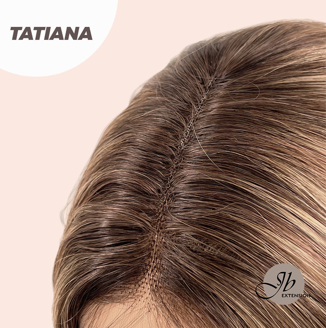 JBEXTENSION 12 Inches Remy Human Hair Mix Blonde With Highlight Wig TATIANA