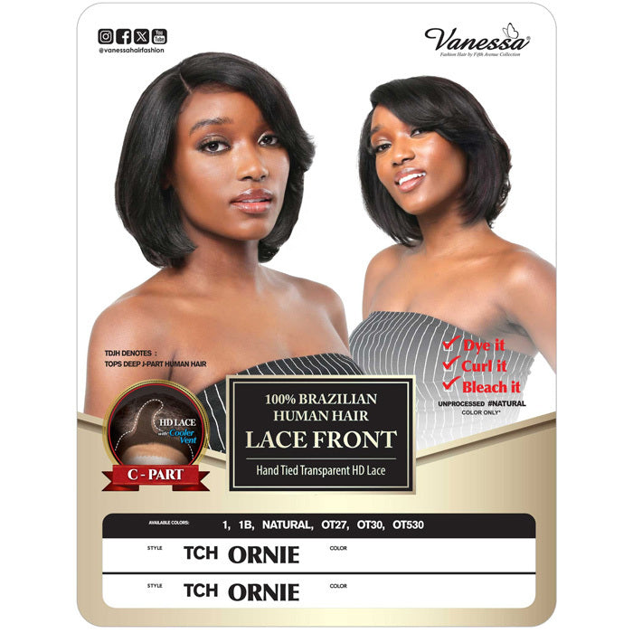 Vanessa 100% Brazilian Human Hair Swiss Silk C-Part Lace Front Wig - TCH ORNIE