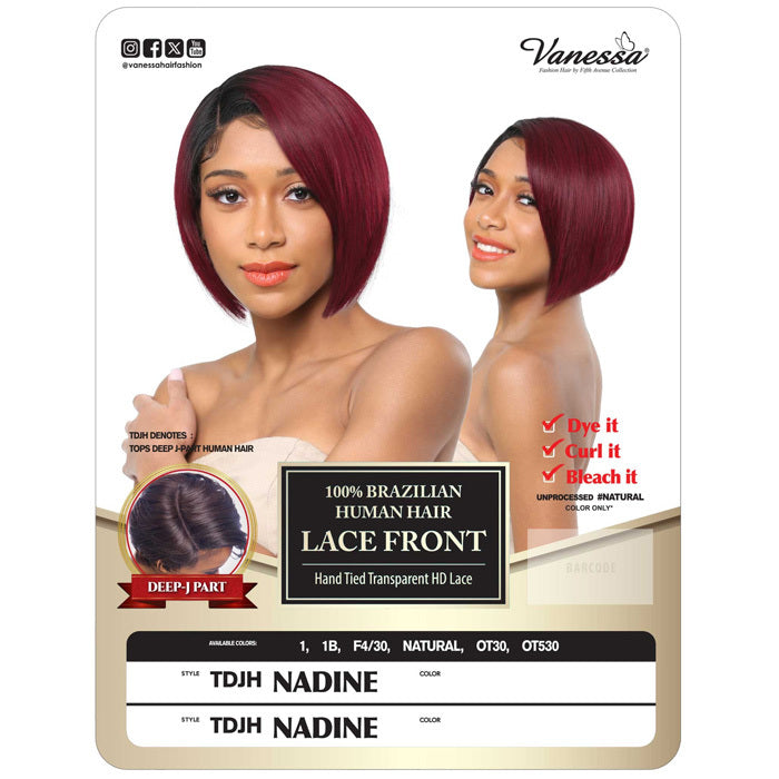 Vanessa 100% Brazilian Human Hair Swiss Silk Deep J-Part Lace Front Wig - TDJH NADINE