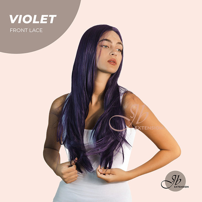 JBEXTENSION 26 Inches Dark Purple Color Long Straight Frontlace Glueless Wig VIOLET