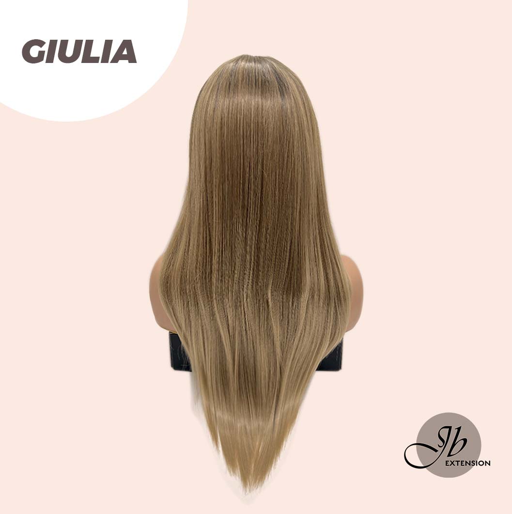 JBEXTENSION 26 Inches Straight Balayage Blonde With Dark Root Pre-Cut Frontlace Glueless Wig GIULIA (JULIA) FREE PARTING