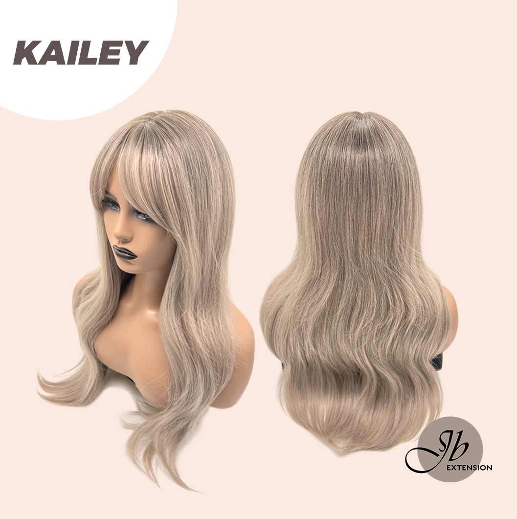 JBEXTENSION 25  Inches Curly Cold Blonde Wig With Bangs KAILEY